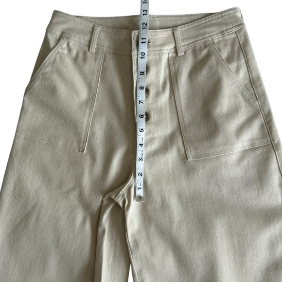 Francesca’s Blue Papaya Beige Wide Leg Crop Pant Button Front High Rise Sz S NWT - Picture 7 of 9